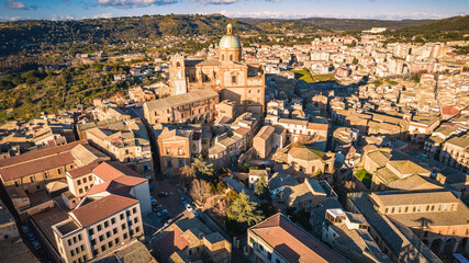 Aerial View of Piazza Armerina City Centre, Enna, Sicily, Italy, Europe