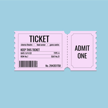 cinema pink ticket vector illustration 