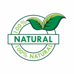 100% Natural logo design template illustration. Suitable for product label.