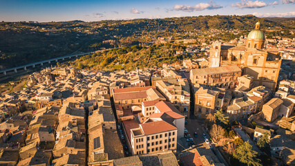 Aerial View of Piazza Armerina City Centre, Enna, Sicily, Italy, Europe