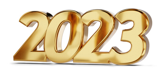 2023 golden bold letters isolated 3d-illustration