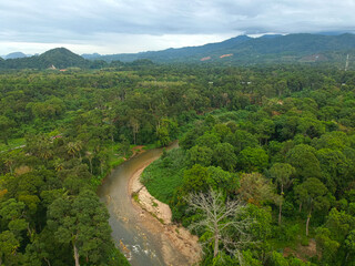 The aerial view of Kampar river