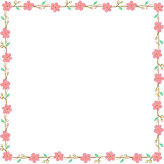 Floral Square Frame Background With Hand Drawn Flowers