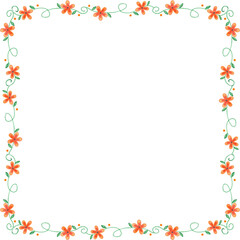 Floral Square Frame Background With Hand Drawn Flowers