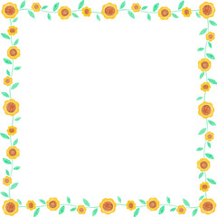 Floral Square Frame Background With Hand Drawn Flowers