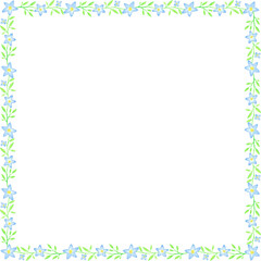 Floral Square Frame Background With Hand Drawn Flowers
