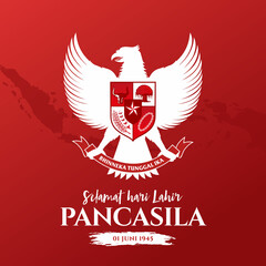 vector illustration. selamat hari Lahir Pancasila. Translation: Happy Pancasila day.
