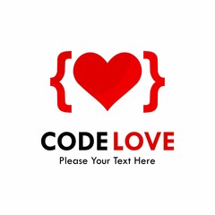 Code love logo template illustration