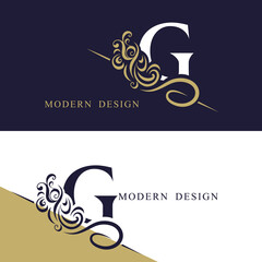 Vintage monogram with letter G. Calligraphic art  Logo. luxurious Drawn Emblem for Business Card, Book Design, Brand Name, Jewelry, Restaurant, Boutique. Creative Elegant Template. Vector illustration