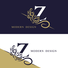 Vintage monogram with letter Z. Calligraphic art  Logo. luxurious Drawn Emblem for Business Card, Book Design, Brand Name, Jewelry, Restaurant, Boutique. Creative Elegant Template. Vector illustration