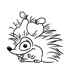 Obraz premium Little funny hedgehog animal fruit illustration cartoon coloring character