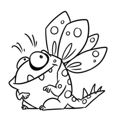 Monster reptile wings horror animal illustration cartoon coloring character