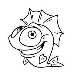 Funny fish parody animal laugh illustration cartoon coloring character