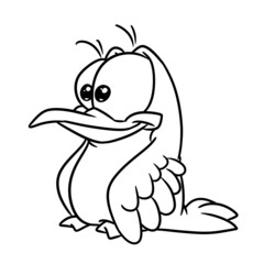 Funny crow bird sitting animal illustration cartoon coloring character