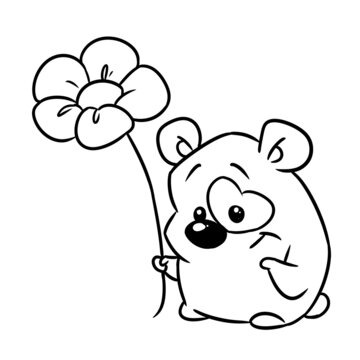 Little hamster animal gift flower illustration cartoon coloring character