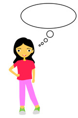 Simple vector Girl Saying Something at bubble talk