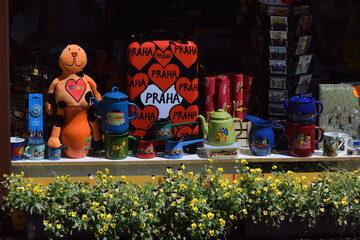 PRAGUE, CZECH REPUBLIC souvenirs in the Old Town in Prague, souvenirs, magnets, colorful