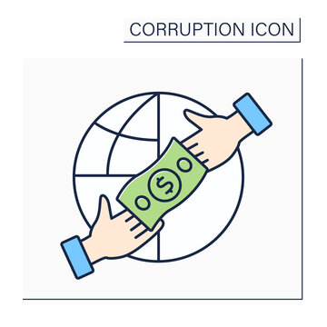Grand corruption color icon. Corruption occurring at highest levels of government.Subversion of political, legal systems. Illegal actions concept. Isolated vector illustration