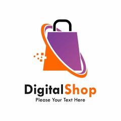 Digital shop logo template illustration