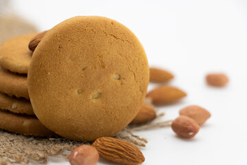 biscuit or cookies isolated on white background,selective focus