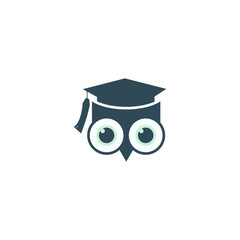 Owl bird logo template design. Smart Education logo with Owl Symbol. Vector art illustration