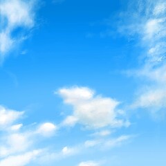 Naklejka na ściany i meble 雲のある青空の美しい初夏フレームシンプルな背景素材 