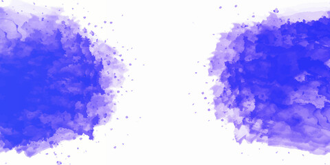 Colorful watercolor background of abstract sunset sky with paint blotches and soft blurred texture in blue green yellow .Blue green watercolor background with white clouds.