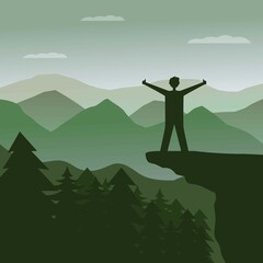 Illustration vector design of landscape, climbing mountain.