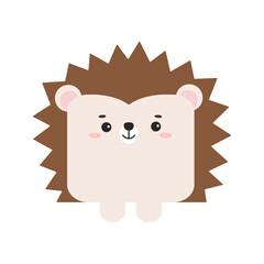 Square hedgehog forest animal face with paws icon isolated on white background. Cute cartoon square shape kawaii avatar baby character. Vector flat clip art illustration mobile ui game application.