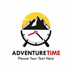 adventure time logo template illustration. there are mountain with time