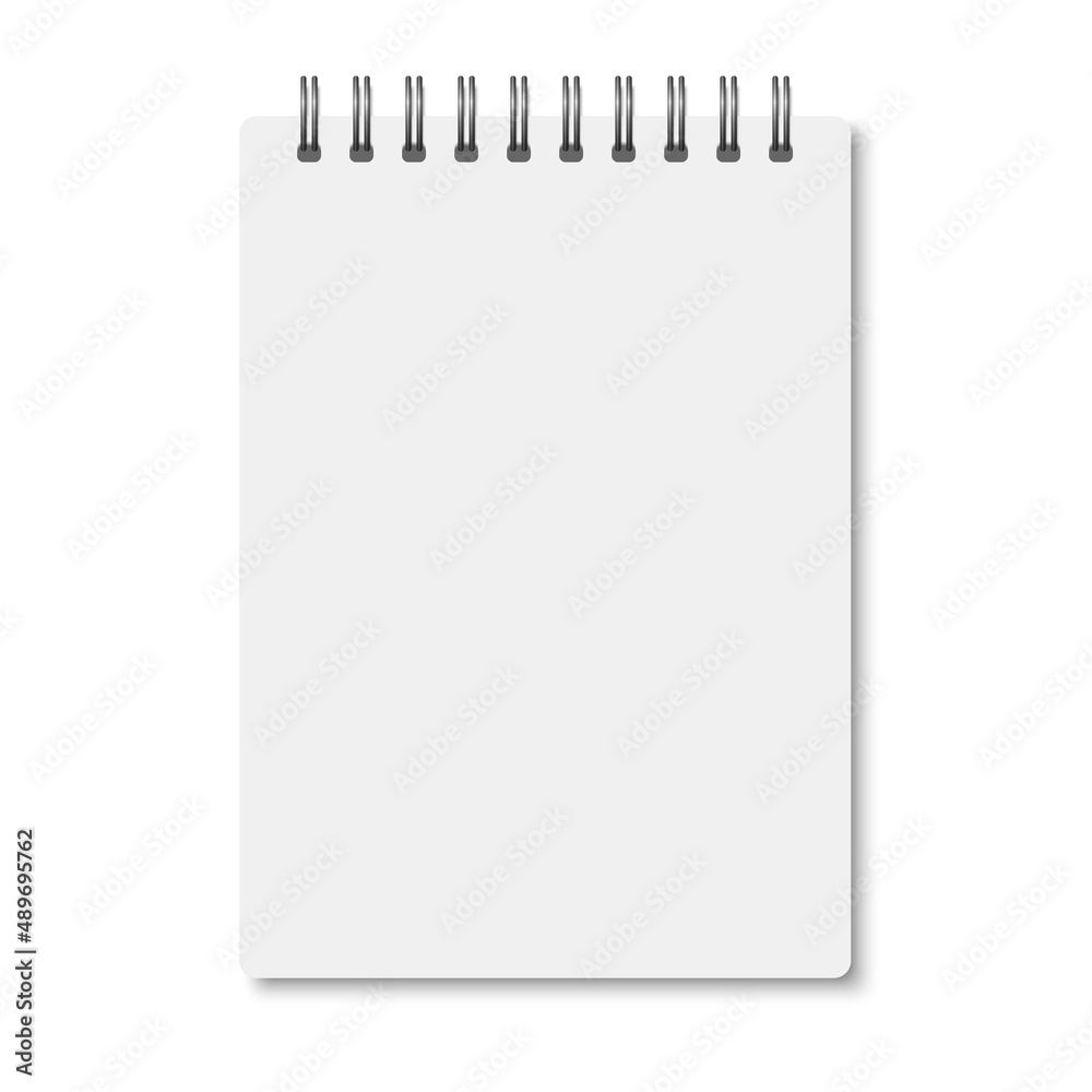 Poster White realistic a6 notebook opened with shadows