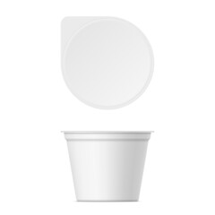 Mockup of plastic yogurt container with lid