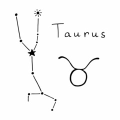 Vector illustration of zodiac sign Taurus in doodle style