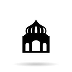 Islamic template, stencil, pattern, gray mosque, icon, isolated on a white background. Vector. Mosque icon minimal. 