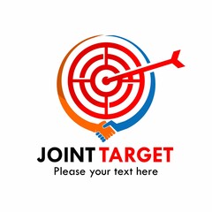 Joint target logo template illustration. there are handshake with target