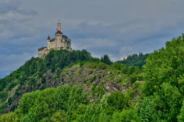 Rhine valley; Germany- august 11 2021 : valley of medieval castles