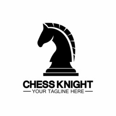 Black Chess Knight Horse silhouette logo design vector template
