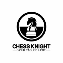 Black Chess Knight Horse silhouette logo design vector template
