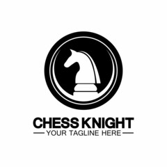 Black Chess Knight Horse silhouette logo design vector template