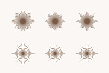 Snowflake icons. Set of 12 geometric shape. Modern linear design sign.  Modern abstract linear shape and new year's traditional decor elements.  