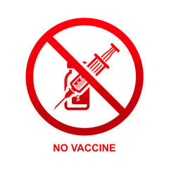 No vaccine sign isolated on white background vector illustration.