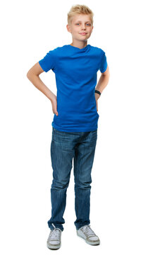 Hes one cool dude. Full-length studio portrait of a blond teenage boy against a white background.