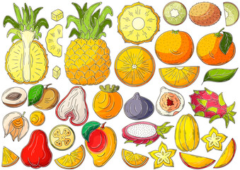 Set of vector illustrations in hand drawn style