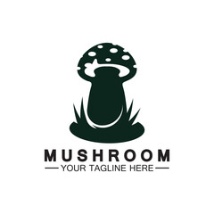 Mushroom Logo Vector Simple & Modern or Agriculture Organic Food Design Template