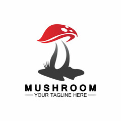 Mushroom Logo Vector Simple & Modern or Agriculture Organic Food Design Template