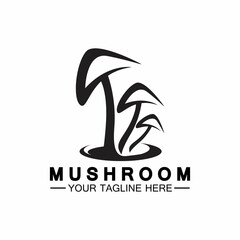 Mushroom Logo Vector Simple & Modern or Agriculture Organic Food Design Template