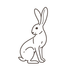 Obraz premium Cute grey hare - cartoon animal character. Vector illustration in flat style isolated on white background.