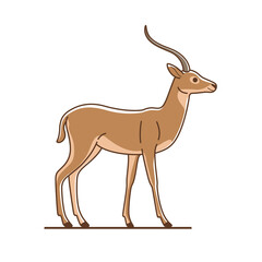 llustration of antelope impala. Simple contour vector illustration for emblem, badge, insignia. © Lili Kudrili
