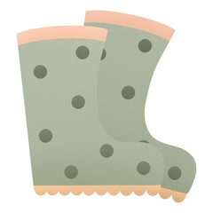 cute childish spring illustration - gardening rubber boots