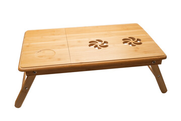 Wooden table isolated on a white background.